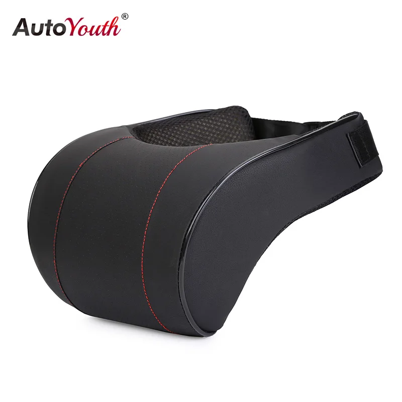 Goedkoop AUTOYOUTH Auto Nekkussen Memory Foam Kussen 1 stks PU Lederen Auto Auto Seat Neksteun Zwart Hoofdsteun Kussen hoge Kwaliteit