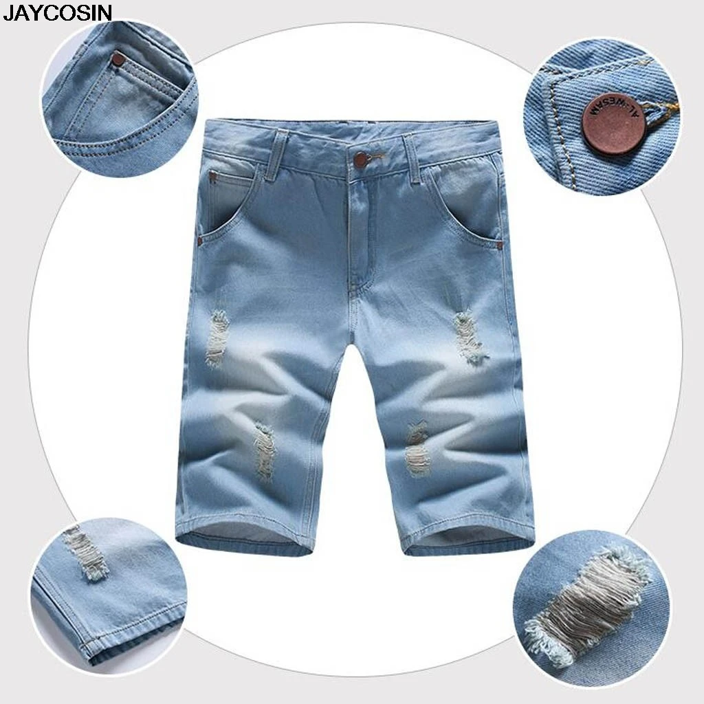 

KLV jeans new hot SALE Fashion Men's Big Size Pocket Casual Slim Short Sweatpants Jeans Trousers Pants shorts high quality 9626