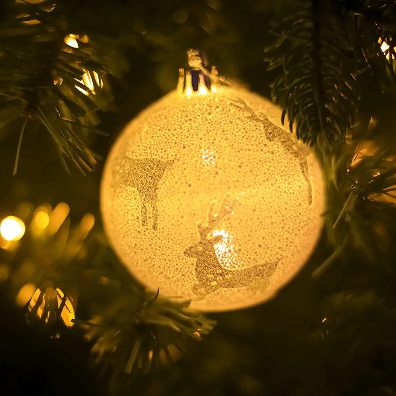 

Christmas LED Light Balls Snowflake Elk Star Printing Ornaments Xmas Tree Party Bedroom Outdoor Decor GHS99