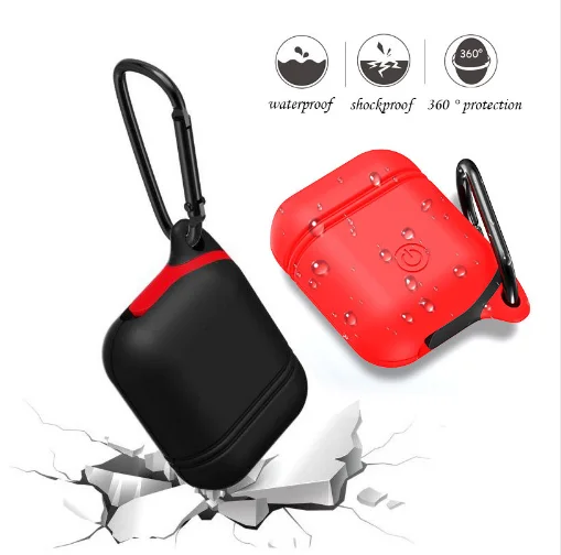 

Soft Silicone Cover For Apple Airpods Waterproof Shockproof Protector Case Sleeve Pouch For Air Pods Earphone With Hook