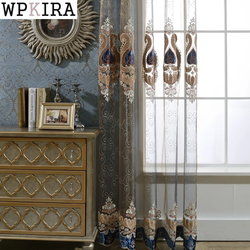 

European White Embroidered Voile Curtains For Bedroom Sheer Curtains For Living Room Tulle Window Curtains Drapes 010&30