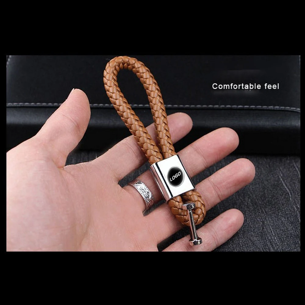 

Universal Auto Keychain Car Keys Ring Leather and Alloy 3D Car Logo Auto Keychain Key Rings