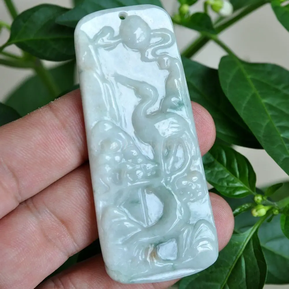 

certified "Grade A" Light green + Tawny Emerald Jade Pendant ~ SongHeYanNianA121 10.19