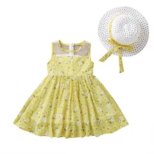 Летнее платье принцессы без рукавов для девочек; брендовая одежда с цветочным принтом; От 2 до 6 лет; детское праздничное платье; повседневное шифоновое платье для маленьких девочек