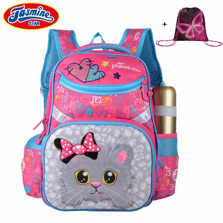 

JASMINESTAR Children School Bags For Girls Cartoon Cat Backpacks 15 inch Kids Orthopedics Schoolbags Backpack mochila infantil