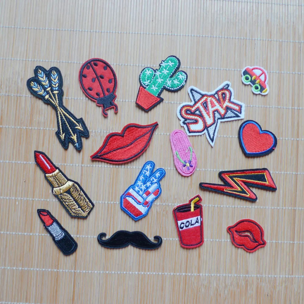 Hot 1Pc Cola Star Cactus Lips Iron On Patches Badges Embroidery Applique Sewing For Clothing Garment Apparel Accessories Sticker | Дом и сад