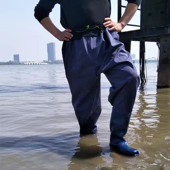 110cm Breathable Waist Mesh Fishing Waders Waterproof PVC Boot Soft Bottom Leather Pant Waders for Fishing Hunting Fish Overalls