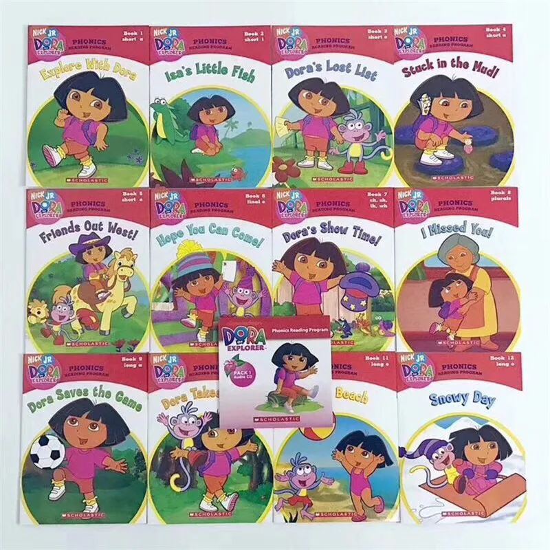 12 книг/набор dora the Explorer Phonics английские книги с картинками I can read детская книга с рассказом раннее образование карманная книга для чтения