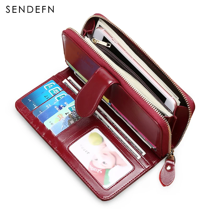 Long RFID Wallet Antitheft Split Leather Wallet Women Hasp With Zipper Leisure Purse Large Capacity Purse