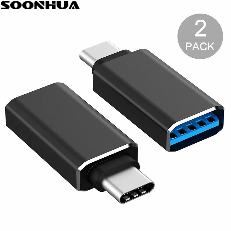 

SOONHUA 2-Pack Type-C Converter USB-C 3.0 Type C Male to Hi-speed USB Female Adapter Mobile Phone Cables For Tablets Smartphones