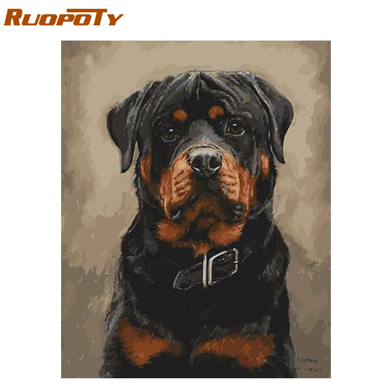 RUOPOTY рамка черные собаки животные DIY Набор для рисования по номерам Акриловая