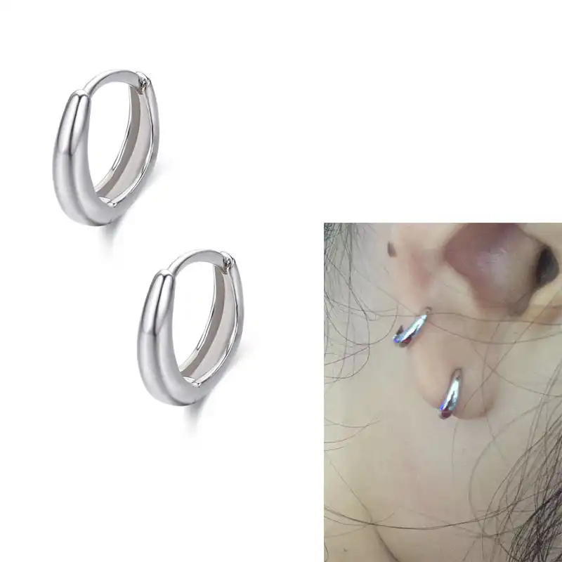 Милые Настоящее серебро 925 проба кольцевая петля тонкий маленький круглый обруч Huggie серьги для женщин, девушек, детей ювелирные изделия Aros