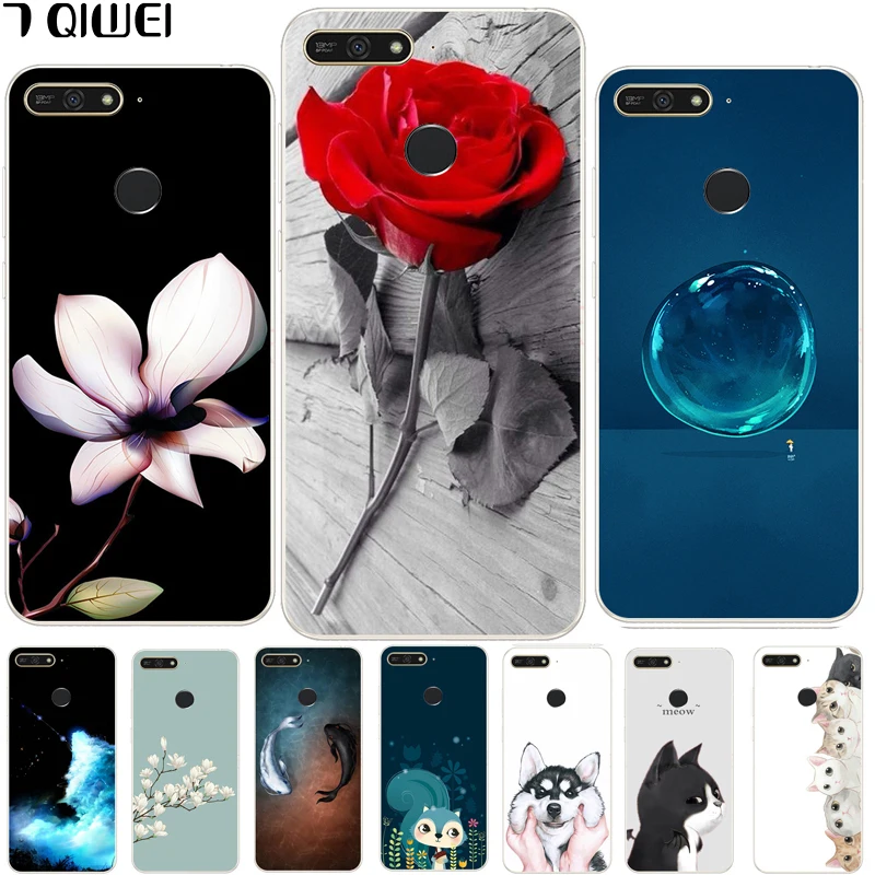

For Huawei Honor 7C Case 5.7 inch Silicone Cover Soft TPU Russian Case For Huawei Honor 7C AUM-L41 Cover Cute Cat Animal 7 C