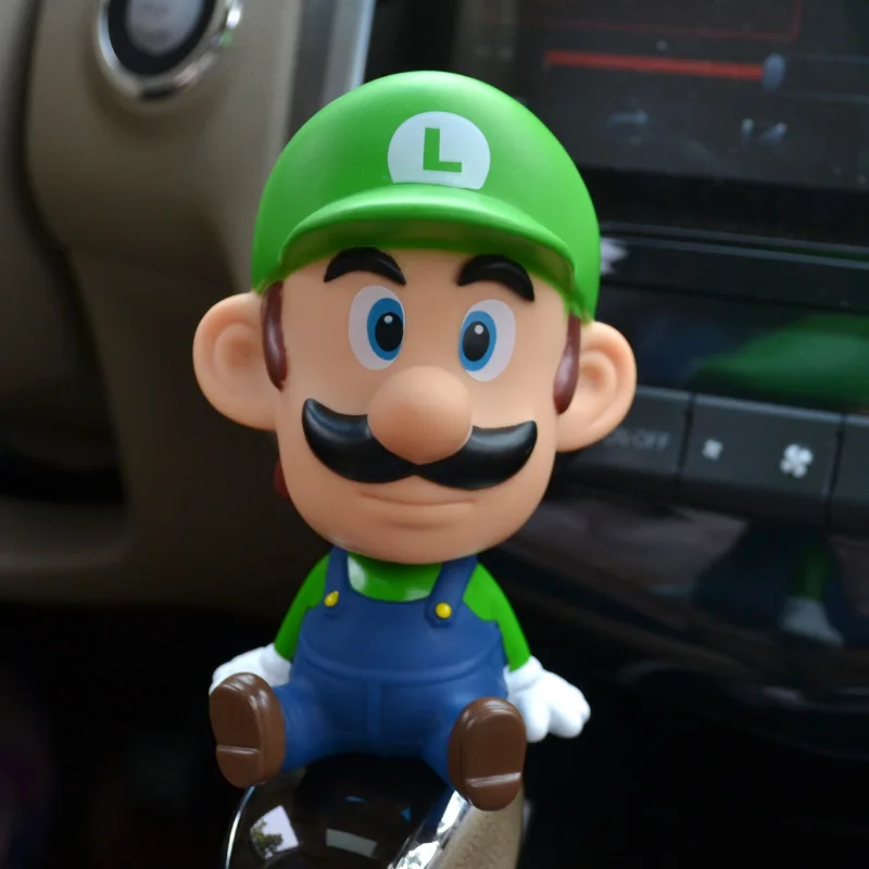

13cm Super Mario Bros Action Figure Toys Mario Head Shaking Figure Model Car Furnishing Articles Baby Toys Toy For Children