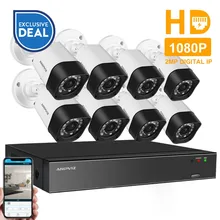 Anpviz 8CH CCTV System H.265 1080P PoE NVR KIT 8Pcs 2MP Bullet IP Camera HDD Optional Outdoor Night Vision Security System