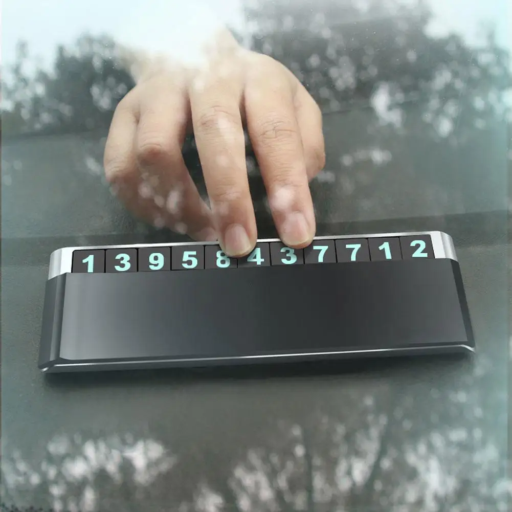 

Auto Car Temporary Stop Sign Luminous Magnetic Phone Number Luminous Parking Card Plate