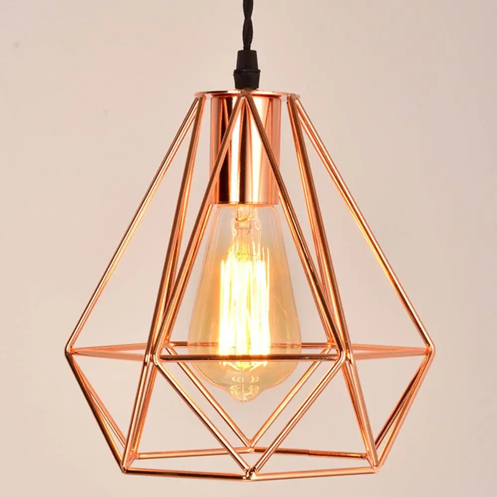 

2018 modern plating metal cage pendant lamp,vintage plating rose gold birdcage creative hanging lamp for restaurant living room
