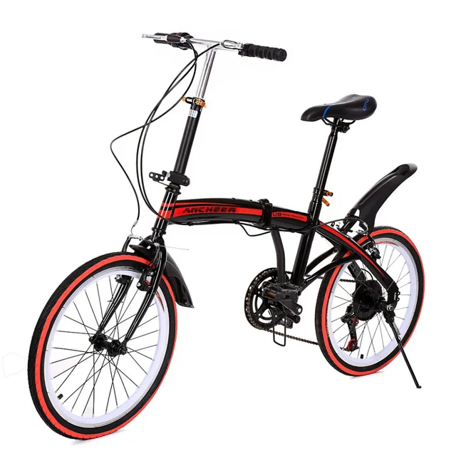Best price at $100 Cheap 20 inch Wheel Aluminum Frame Hardtail Disc Brakes Adjustable Folding Bike Cycling Road Bicycle for Students Adults