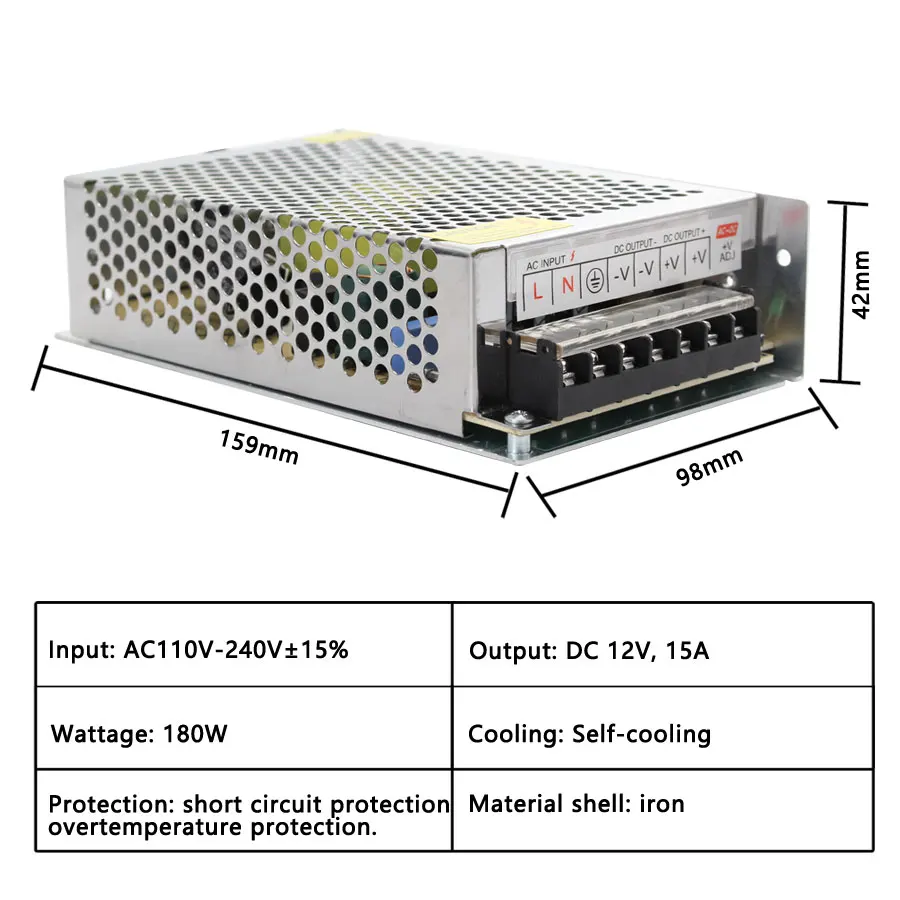 Импульсивный источник питания AC-DC Fonte 12В импульсный источник Питание 12V 1A 2A 3A 5A 6A 8A 10A 12A 15A 20A 30A 33A 40A 50A AC DC Питание импульсивный источник питания Fonte