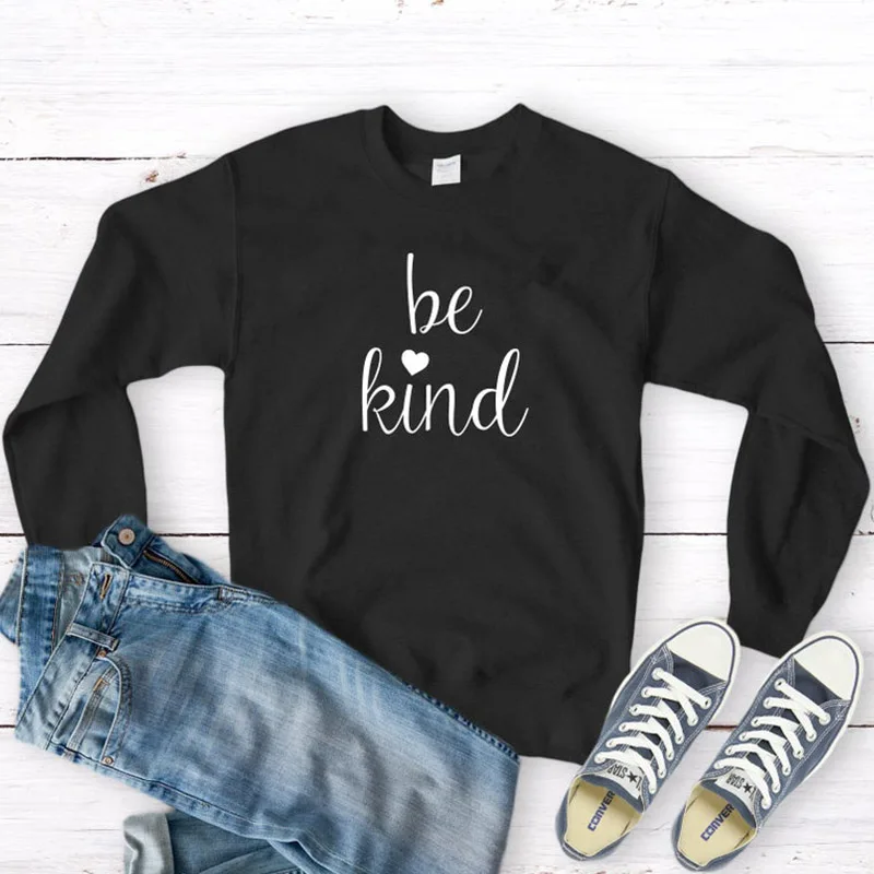 Женская толстовка с надписью Be kind Harajuku Bee kind, женские толстовки с капюшоном, пуловеры больших размеров, джемперы, топы с рукавами, Прямая поставка