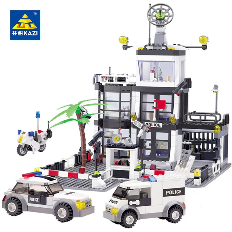 KAZI 6725 631Pcs City Police Station Building Blocks action figure baby toys for children building bricks brinquedos baby-building-blocks : image KAZI 6725 631Pcs City Police Station Building Blocks action figure baby toys for children building bricks brinquedos baby-building-blocks