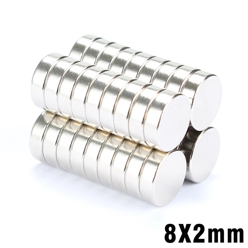 

50Pcs 8x2mm Neodymium Magnet Disc Permanent N35 Small Round Super Powerful Strong NdFeB Magnetic Magnets For Craft