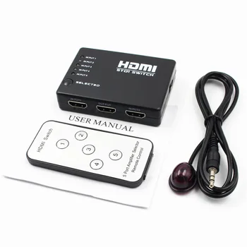

2018 new 5 Port 1080P Video HDMI Switch Switcher Splitter for HDTV DVD PS3+ IR Remote