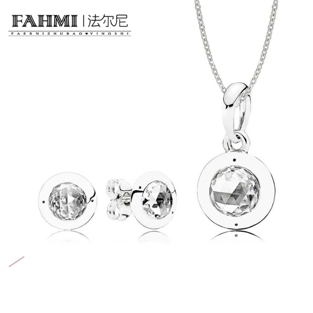 

FAHMI Book Di 100% 925 Sterling Silver Radiant Gift Set fit charm original Necklace woman jewelry Two pieces of set