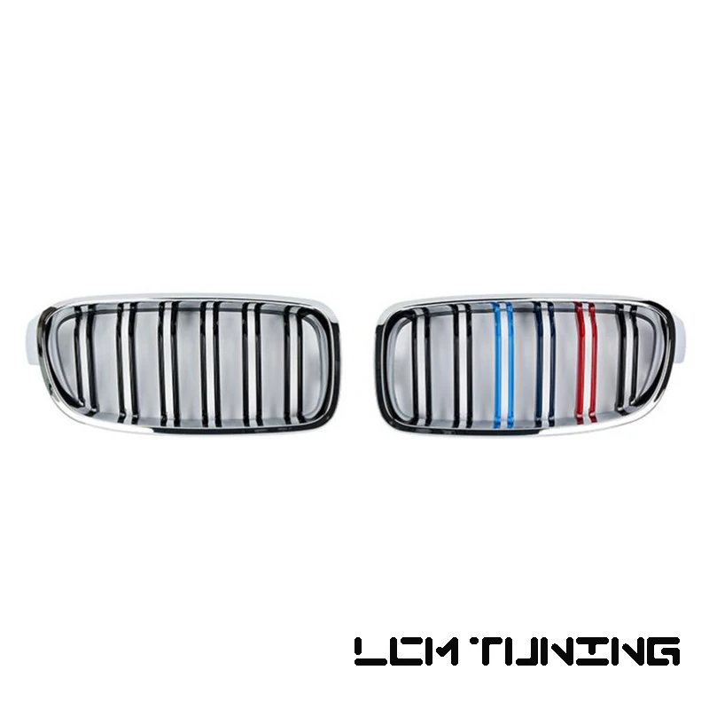 

For BMW 3 Series F30 2013-ON Double Slats Gloss black/Matt black/Black+Chrome Front Grille