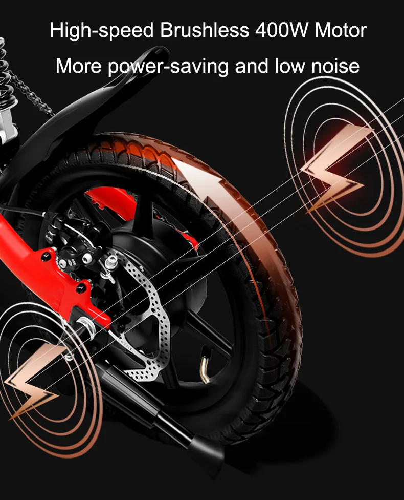 Cheap G100 14 Inch Folding Electric Bicycle, 400W Powerful Motor, Full Suspension, Front & Rear Disc Brake, with LCD Display 1