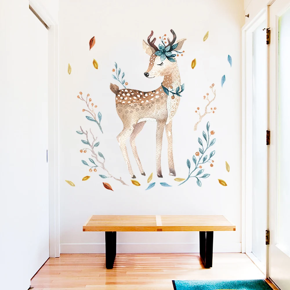 Deer wall sticker for kids room living room door s...