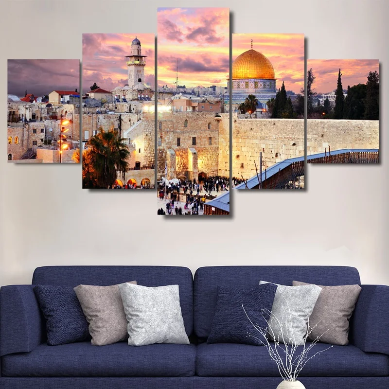 

5 Pieces Jerusalem Modular Picture Modern Home Wall Decoration Canvas Picture Art HD Printed Painting On Canvas Artworks