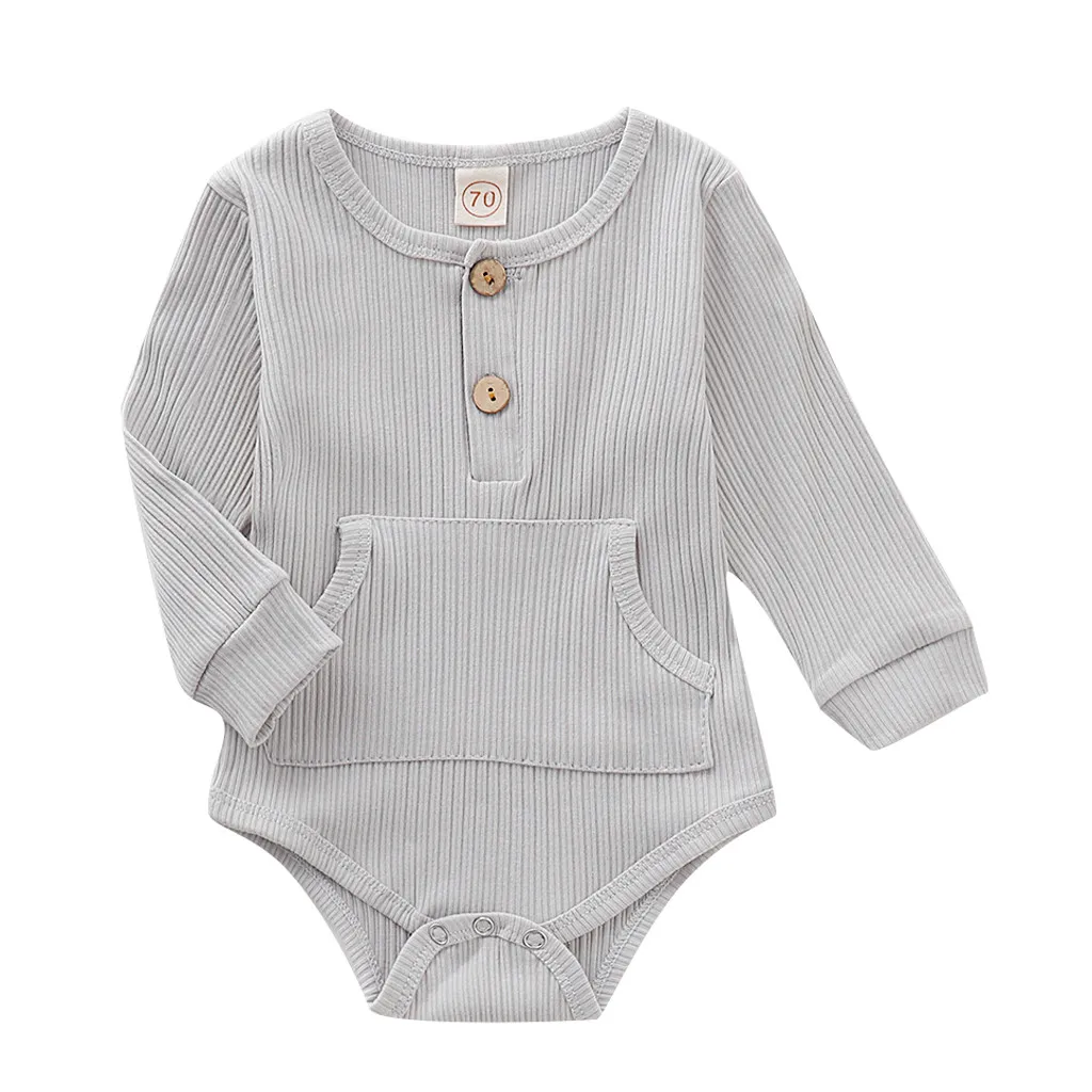 Fashion Toddler Baby Kids Girls Boys Long Sleeve Solid Romper Casual Clothes baby rompers winter newborn pajamas roupas de News