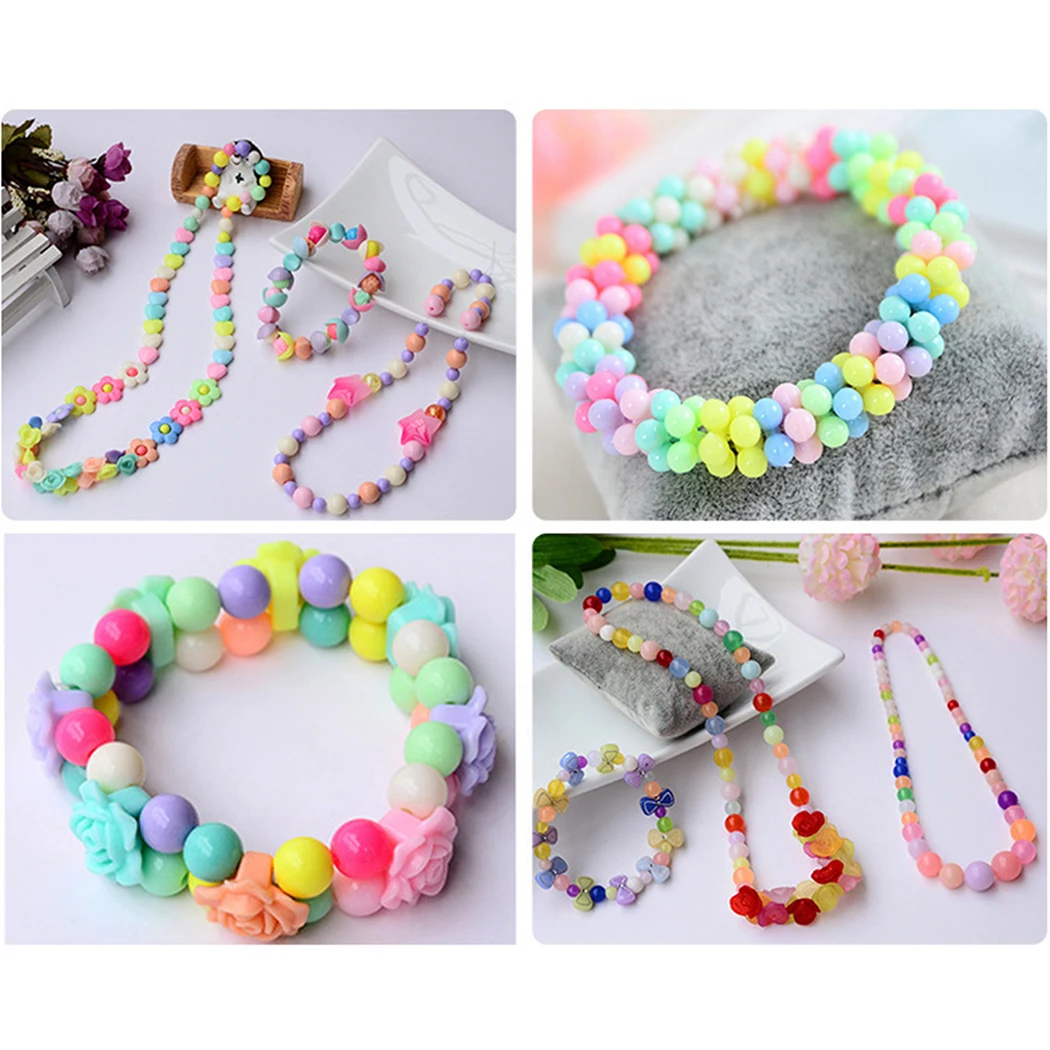 1 Set Acrylic Beads Accessories with Tools for Child DIY Bracelet Jewelry Making 