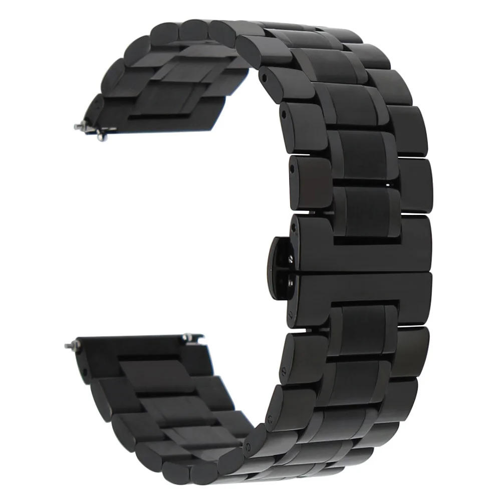22 мм Нержавеющая сталь ремешок для наручных часов samsung Шестерни S3 Galaxy Watch 46mm быстроразъёмное соединение ленточная бабочка туфли с ремешком и пряжкой браслет