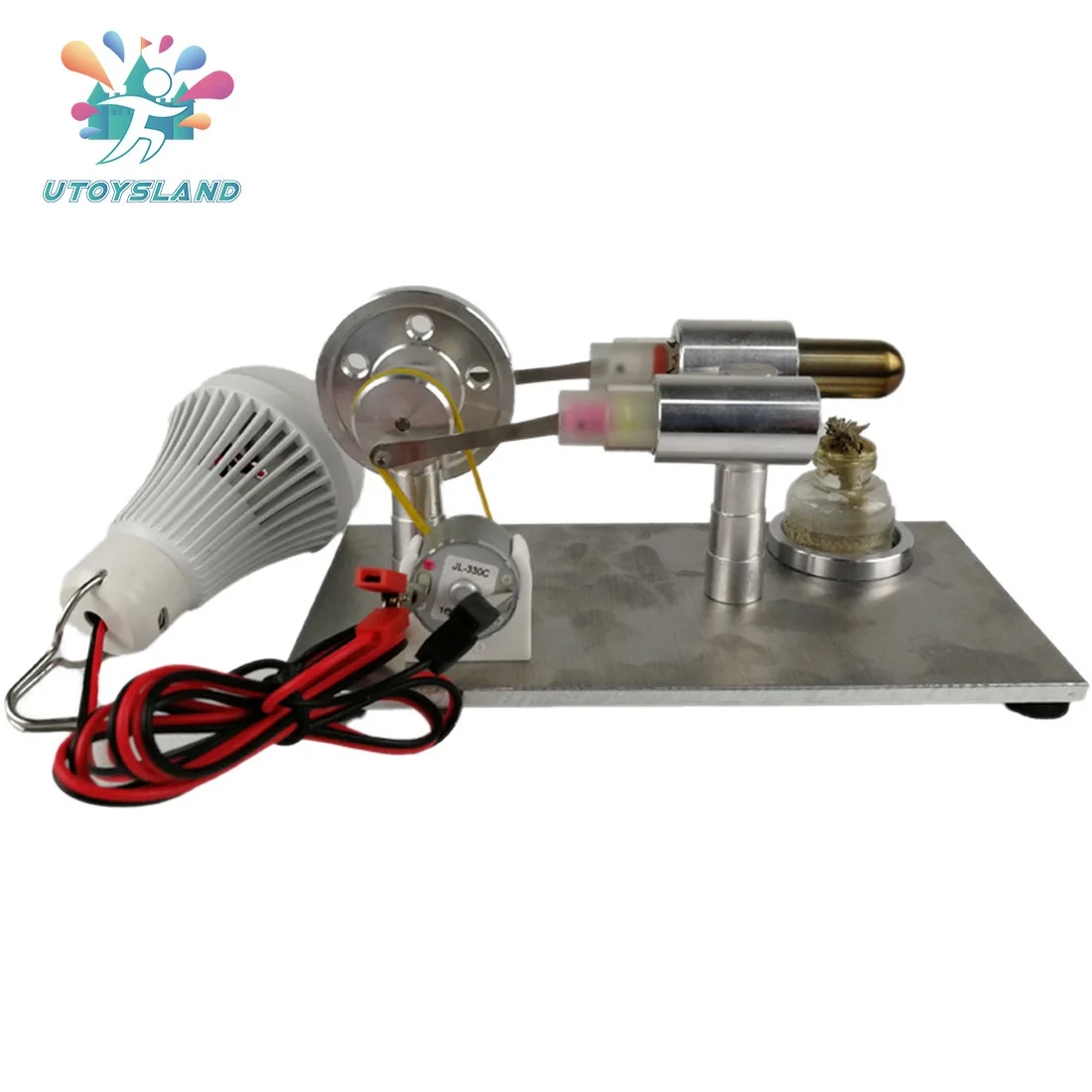 

UTOYSLAND Stirling Engine Metal Single Cylinder Lager Bulb External Combustion Heat Steam Power Engine Model