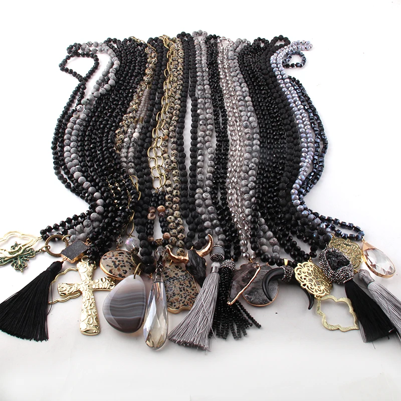 Модные разноцветные черные ожерелья ручной работы женские ювелирные изделия 20 шт