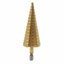 1pc New HSS Steel Titanium Step Drill Bits Step Cone Cutting Tools Steel Woodworking Wood Metal Drilling 3-12, 4-12/20/32mm