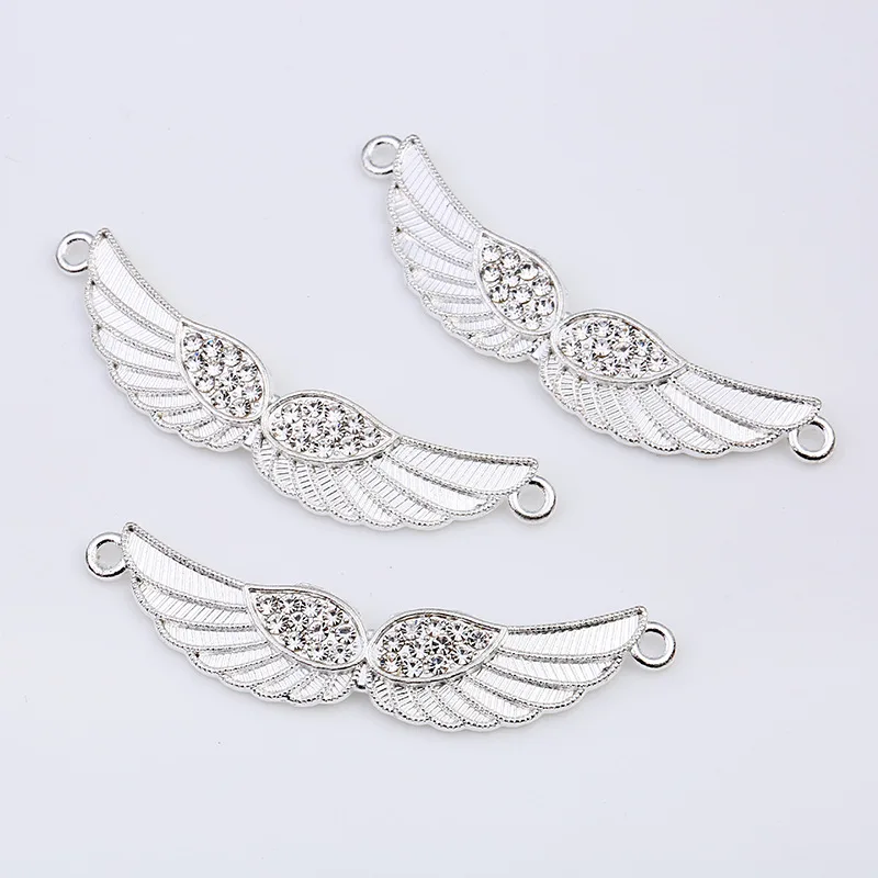

NCRHGL DIY 10pcs Sliver Plated Crystal Wings Connectors fit Jewelry Making Bracelet Findings Accessories Wholesale Drop Shipping