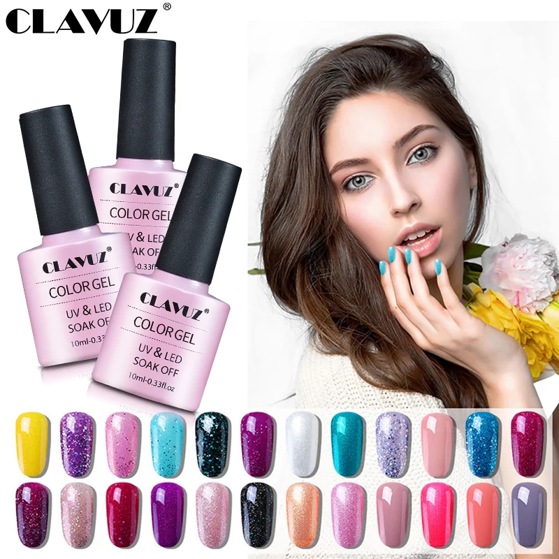 

CLAVUZ Hot Selling 24 Color Nail Gel Polish Soak Off UV LED Lamp Vanish Bling 10ml Gelpolish Base Top Coat Gel ink Lacquer