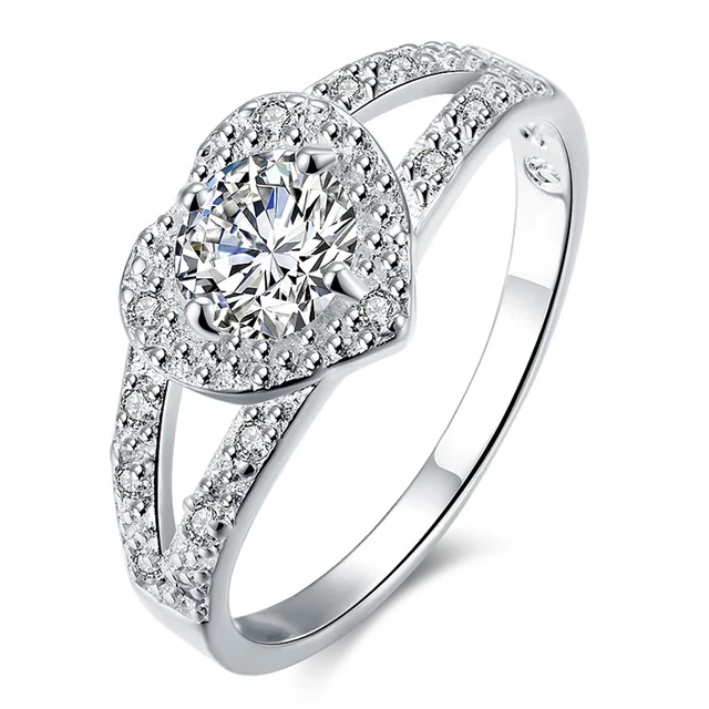 love heart wedding rings for women silver color aaa cubic zirconia finger ring female bridal wedding - Heart Wedding Rings love heart wedding rings for women silver color aaa cubic zirconia finger ring female bridal wedding - Heart Wedding Rings