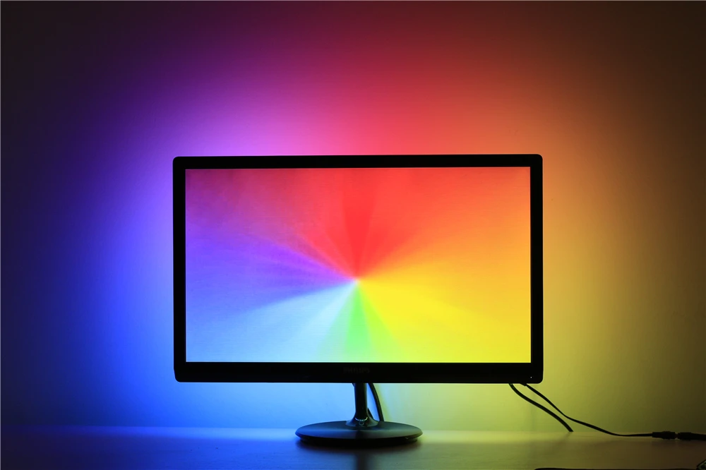 Ambilight USB WS2812B Светодиодные ленты свет HD ТВ монитор Настольный ПК Экран тыловая подсветка ws2812 Pixel Лента 1 м ~ 5 м