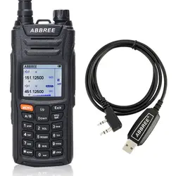 ABBREE AR-F6 6 полос двухканальные рации двойной дисплей 999CH VOX DTMF SOS сканирования секундомер функциональный ЖК дисплей цвет + кабель USB