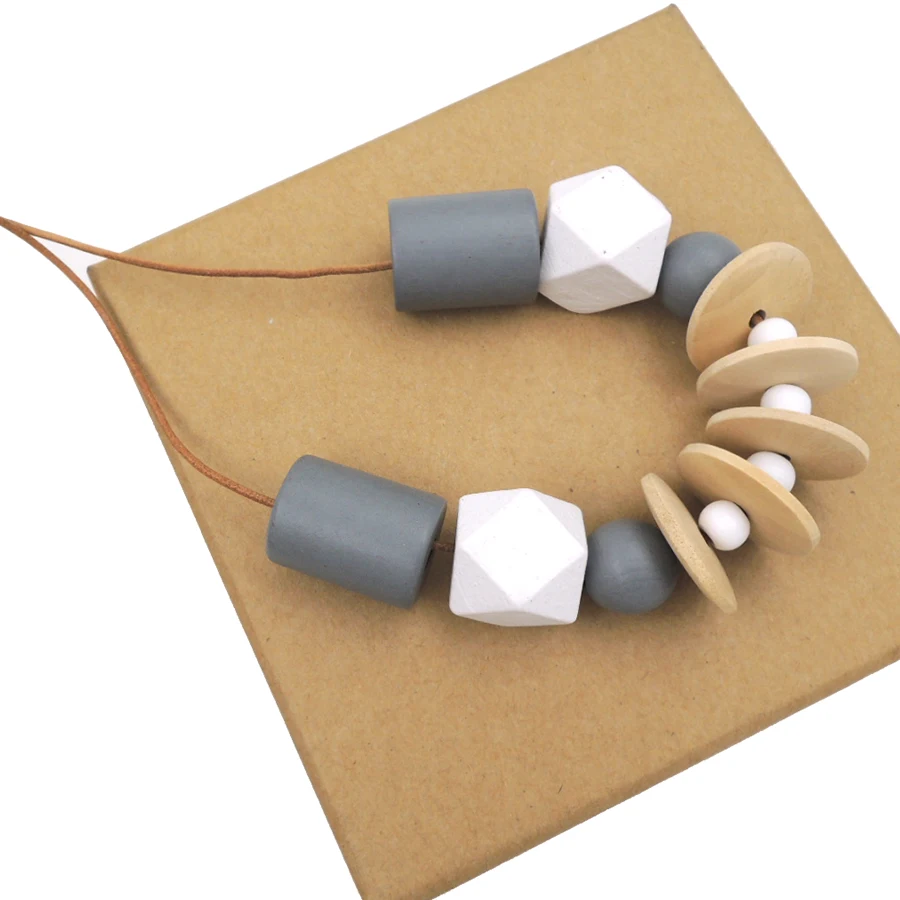 Геометрическое ожерелье минималистское деревянное эффектное современное