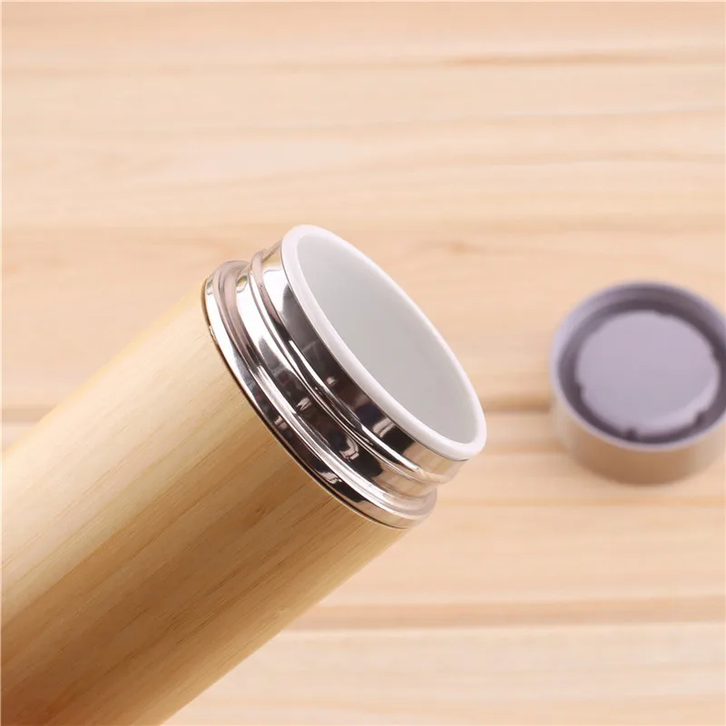 Hot Sale 450ml Bamboo Water bottle Thermos Bottle Stainless Steel Tumbler Vacuum Flasks Coffee Mug For Travel Tea insulated cup - Цвет: ceramic