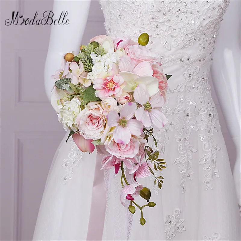 

Modabelle New Pink Wedding Flowers Bridal Bouquets Droplets Artificial Bride Wedding Bouquet Brooch Bouquet De Mariage 2017
