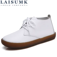 LAISUMK Women basic Boots Genuine Leather Lace up Ladies Moccasins Short Boots Ankle Boots for Women Footwear Flats Shoes Spring LAISUMK Women basic Boots Genuine Leather Lace up Ladies Moccasins Short Boots Ankle Boots for Women Footwear Flats Shoes Spring