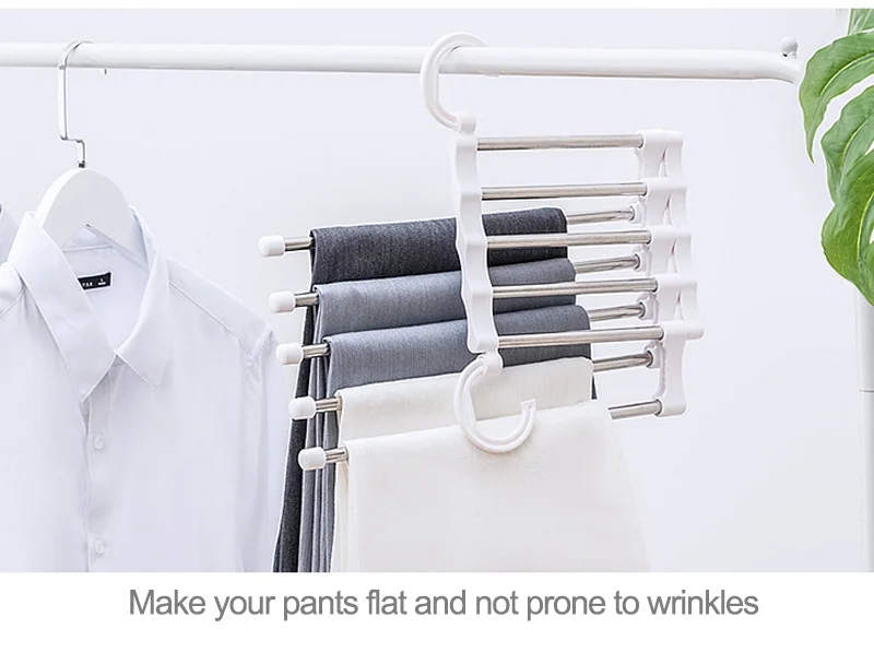 Вешалки для брюк, вешалки для одежды, многофункциональные двойные дорожные крючки, 5 способов, галстуки-шарфы, полотенца, Белая Стальная вешалка для хранения