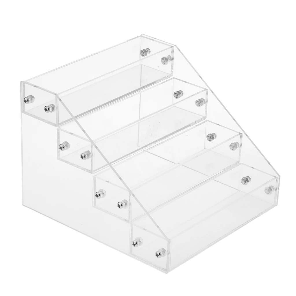4 Tiers Acrylic Makeup Nail Polish Display Stand Organizer Clear Holder Rack