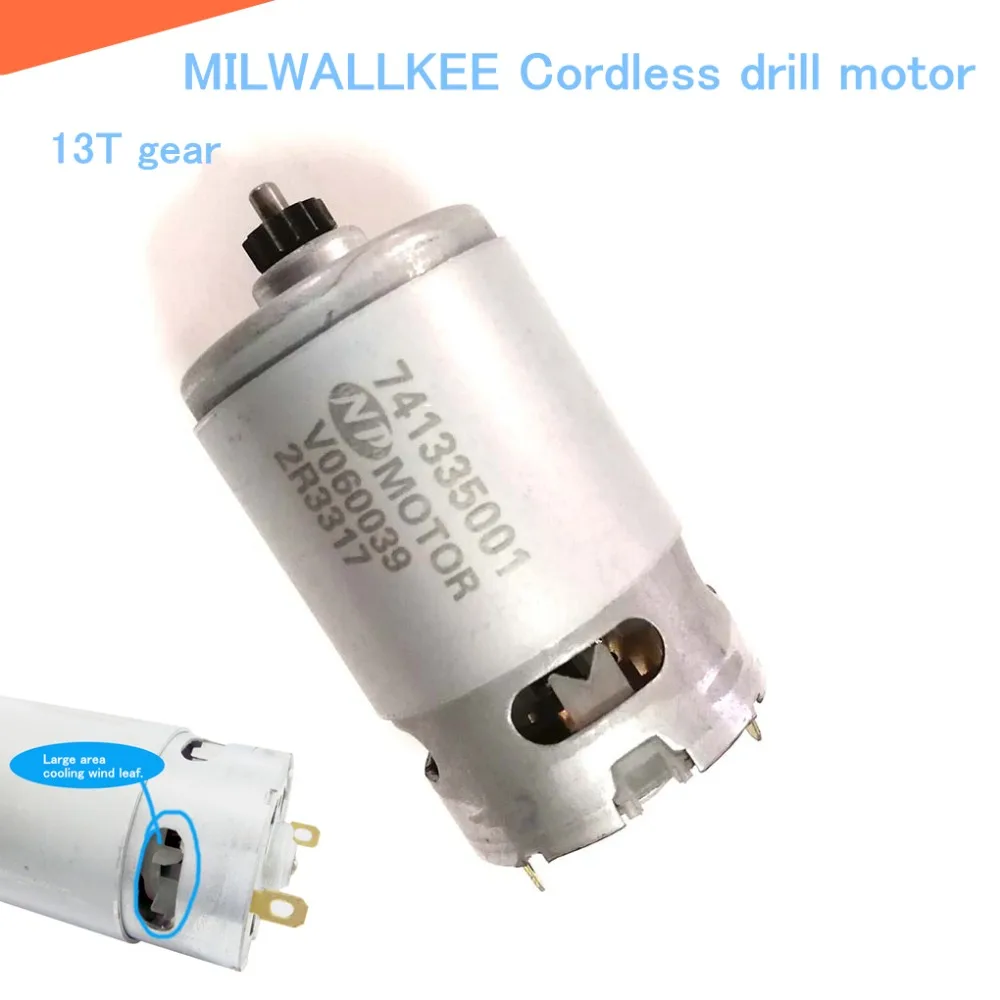 MILWALLKEE Cordless drill motor,741335001/2 For maintenance ONPO motor with 13T gear 12V 650PC